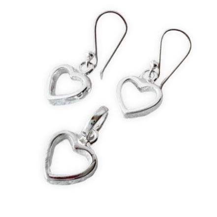 Set Collar + Aretes Corazón Calado plata 950