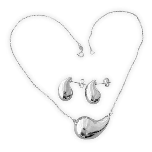 Set Collar + Aretes Gota de Moda Plata 950